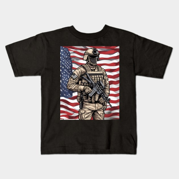 Military Force Kids T-Shirt by animegirlnft